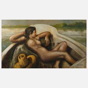 A. Duquenne, Akt im Boot