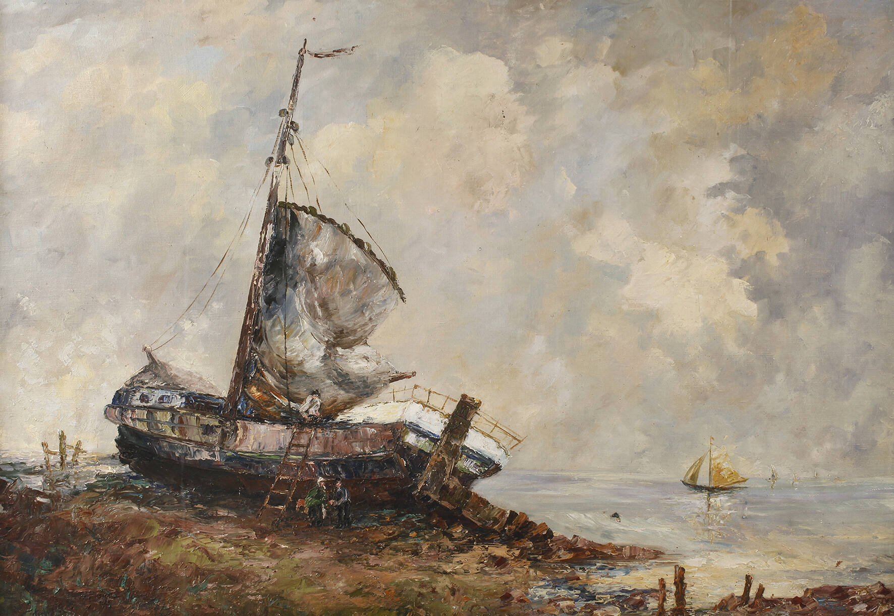 Finsterwald, Segelboot am Strand