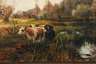J. Gibas, Weidende Kühe am Bach
