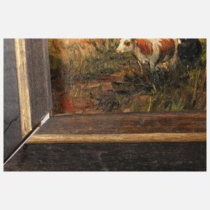 J. Gibas, Weidende Kühe am Bach