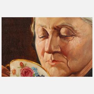 Walter Hartwig, Alte Dame Kaffee trinkend