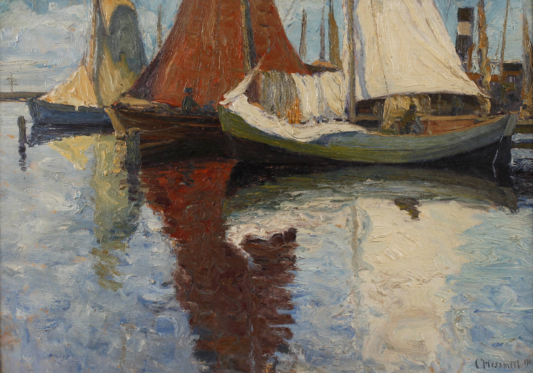 Carl Hessmert, Segelboote am Pier