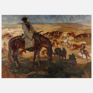 Josef Woldemar Keller-Kühne, Reiter in der Puszta