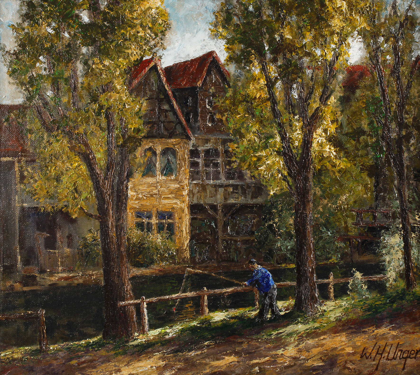 Wolfgang Heinz Unger, "Angler am Fluß"