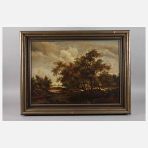 R. Waller, Waldlandschaft mit Wanderern