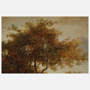 R. Waller, Waldlandschaft mit Wanderern