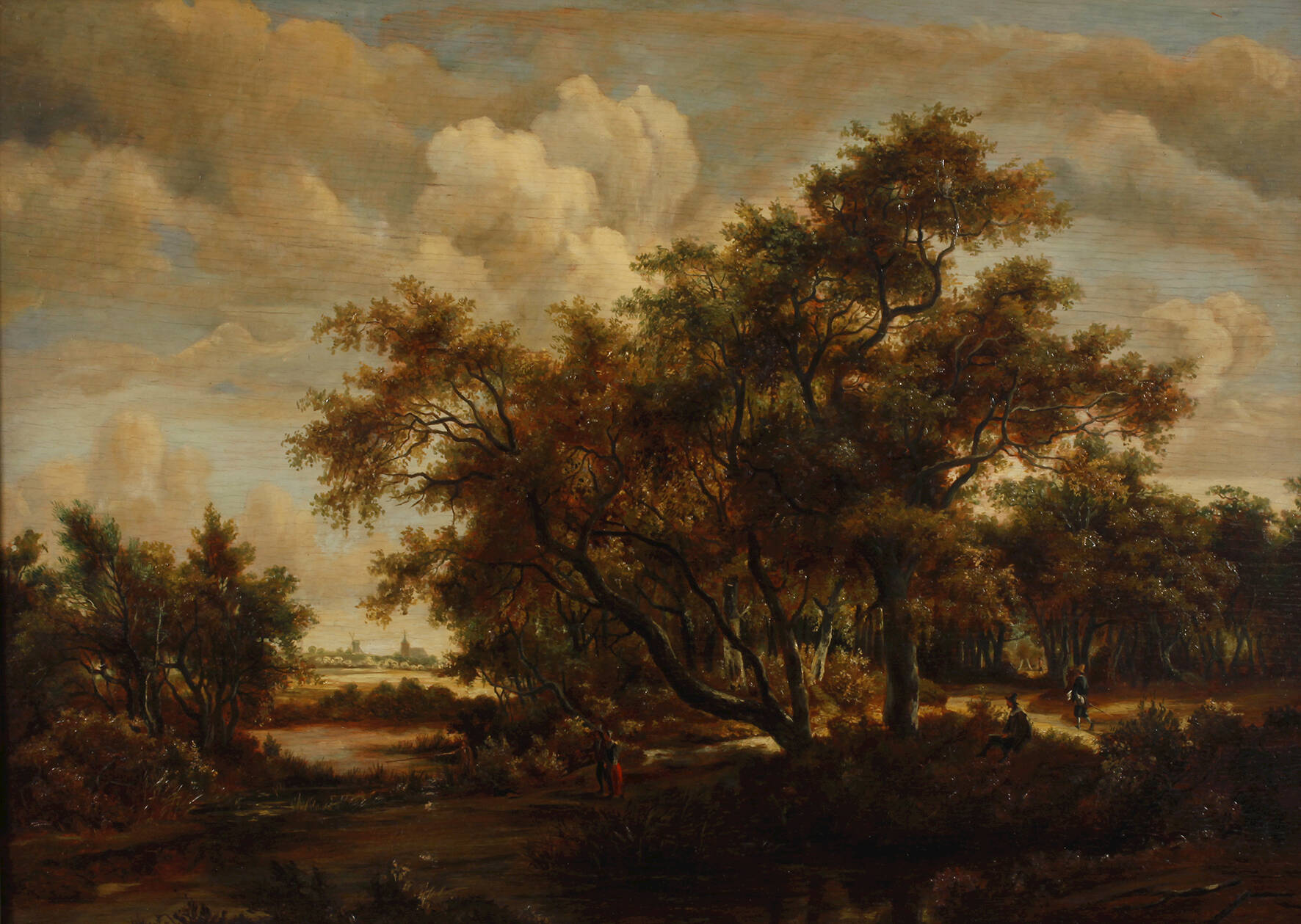 R. Waller, Waldlandschaft mit Wanderern