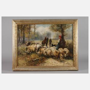 Schäferin mit Herde