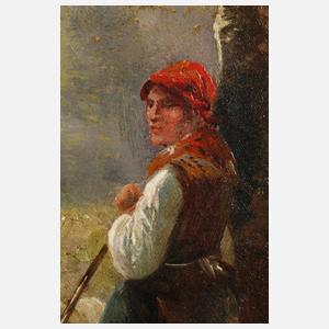 Schäferin mit Herde