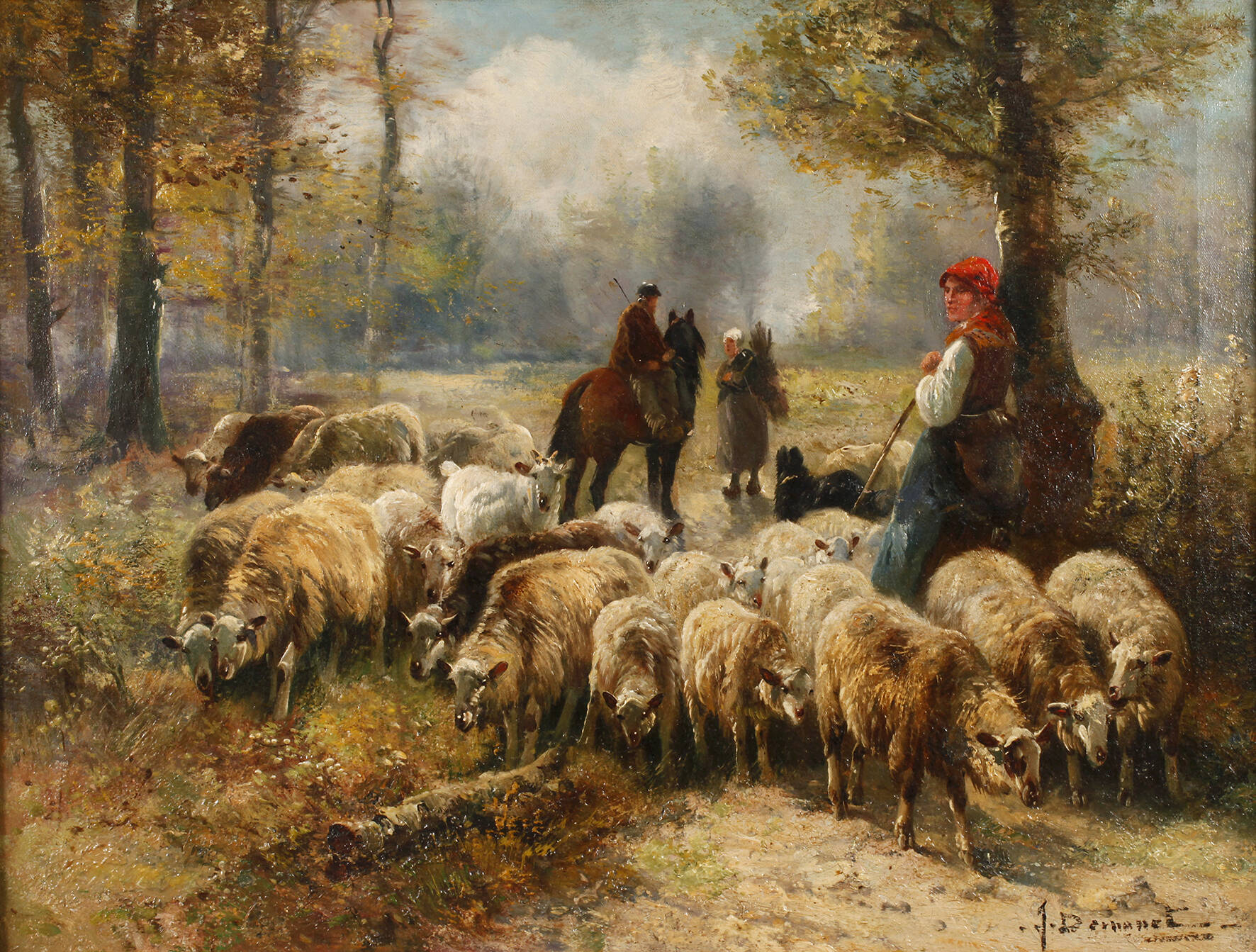 Schäferin mit Herde