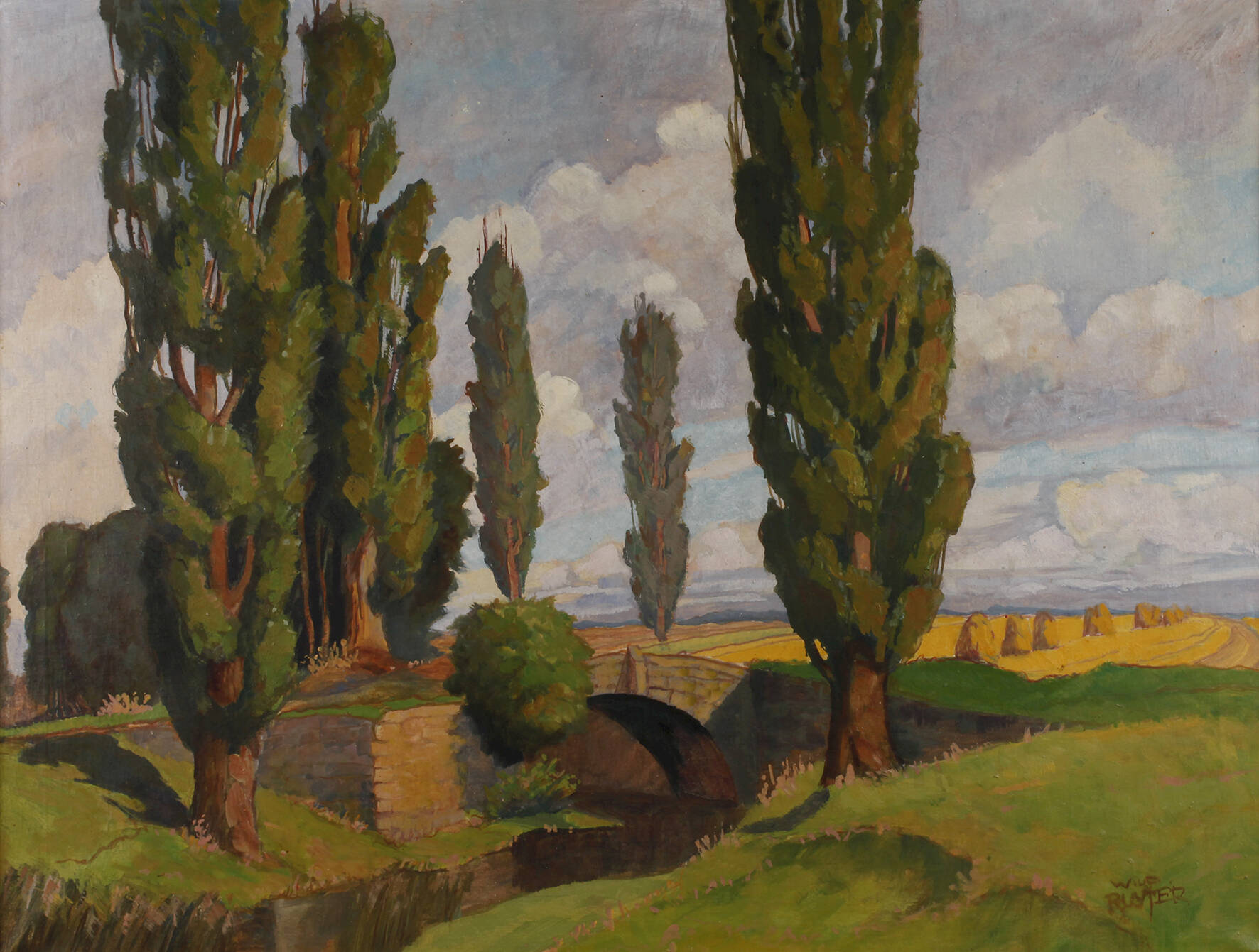 Sommerlandschaft mit Brücke