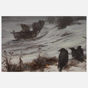 Raben in Winterlandschaft