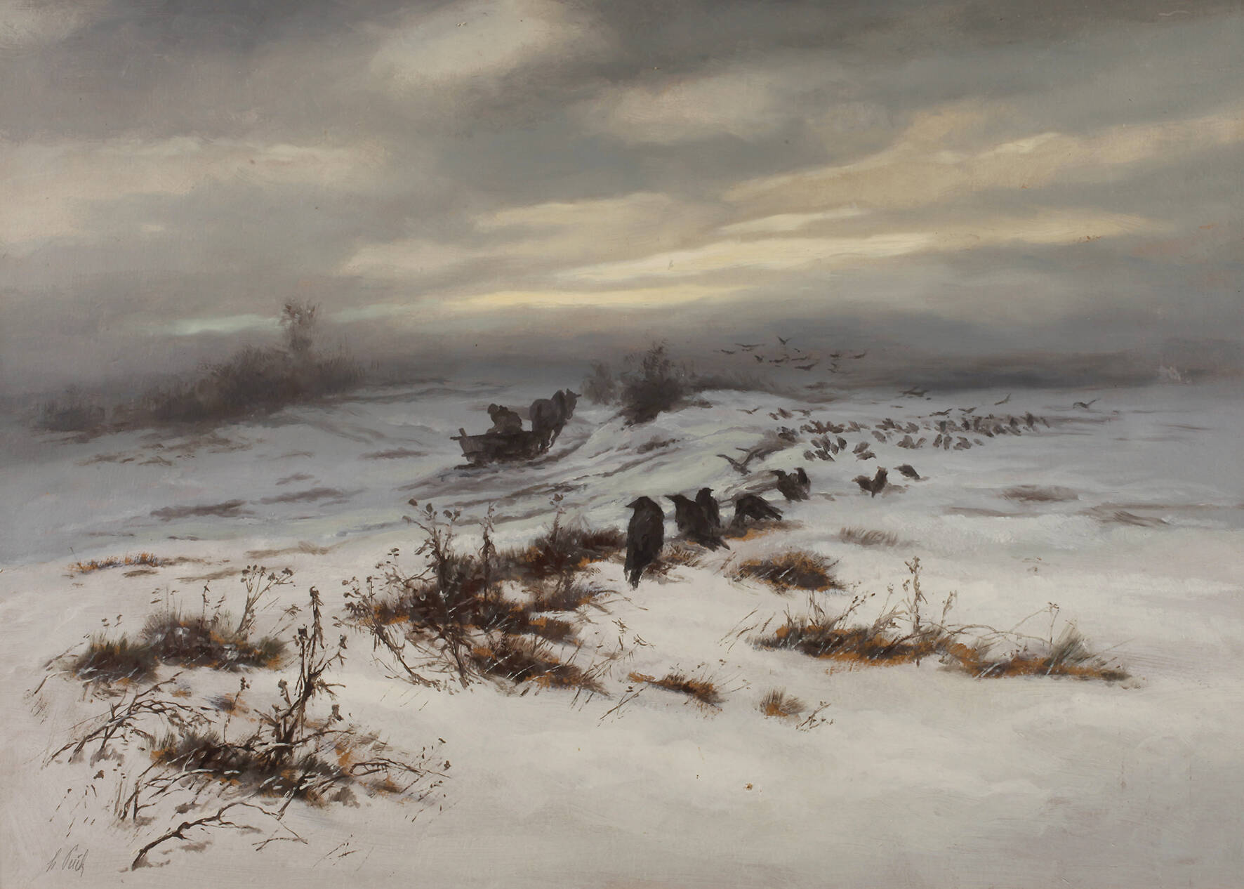 Raben in Winterlandschaft