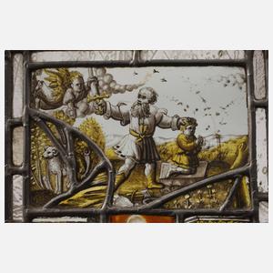 Kleine Bleiverglasung mit Handmalerei