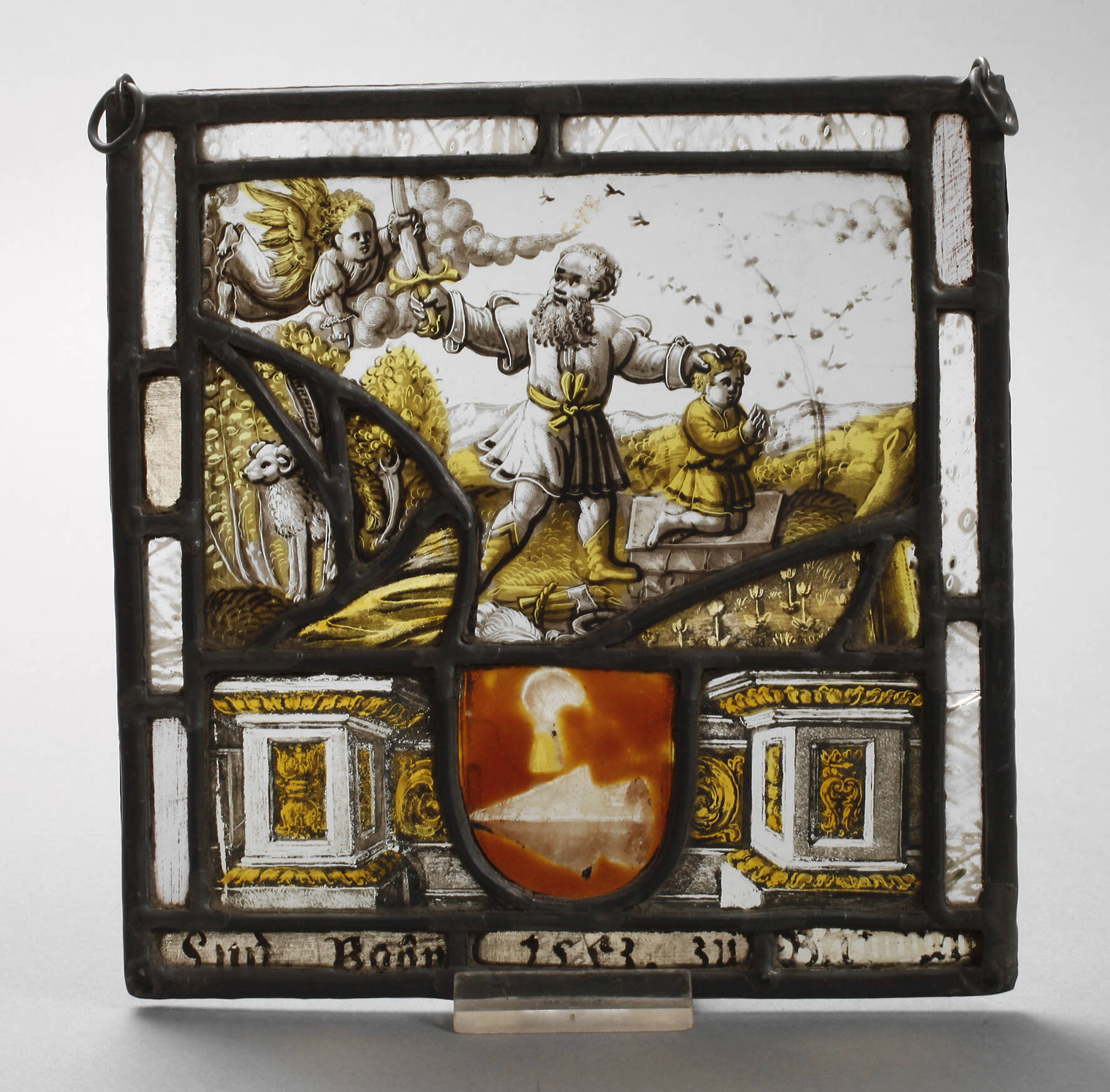 Kleine Bleiverglasung mit Handmalerei