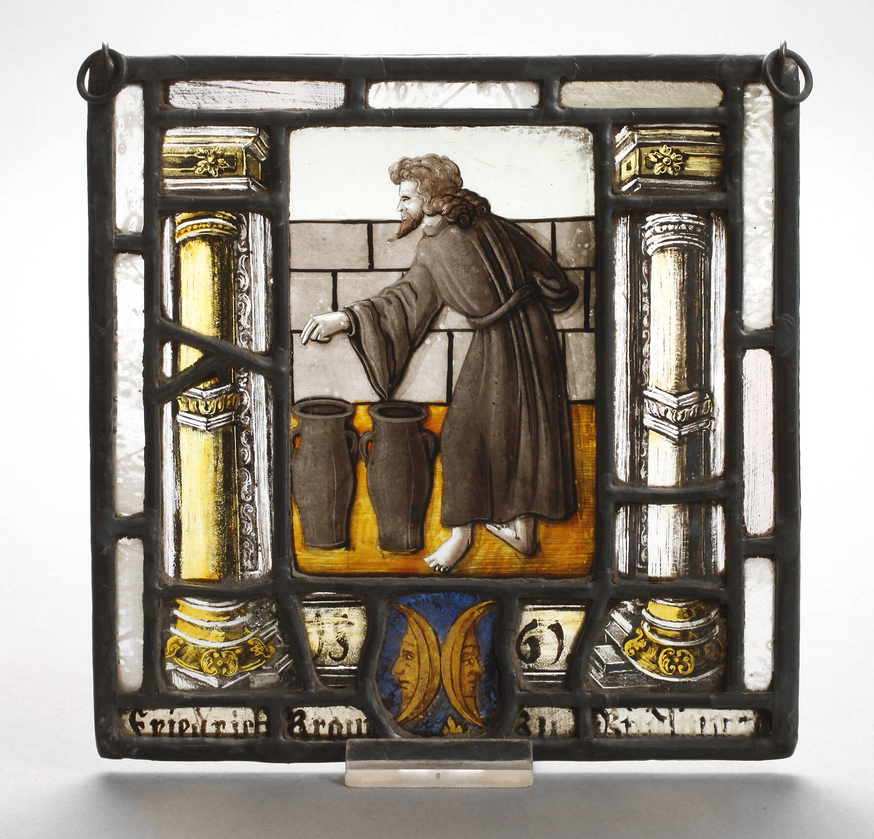 Kleine Bleiverglasung mit Handmalerei