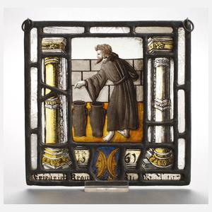 Kleine Bleiverglasung mit Handmalerei