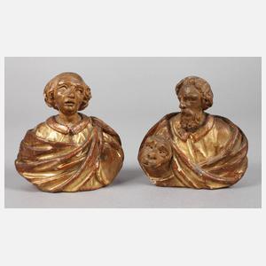 Paar geschnitzte Heiligenfiguren