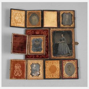 Sechs Daguerreotypien in Etuis