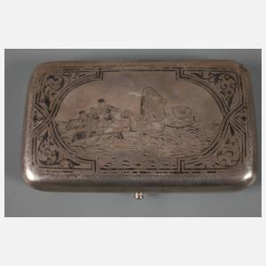 Russische Silberdose mit Troikamotiv