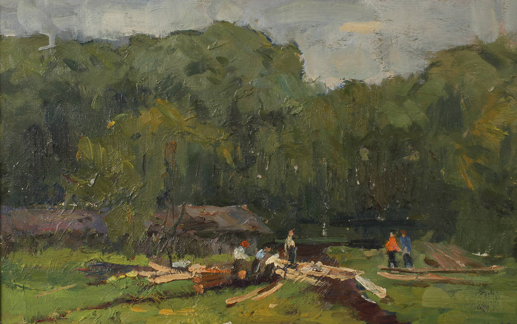 Holzfäller am Fluss