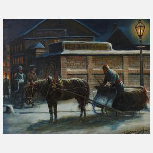 Afanasij Ivanovic Scheloumoff, Pferdeschlitten vorm Lokal