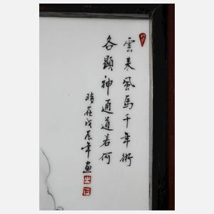 Vier Porzellanbildplatten