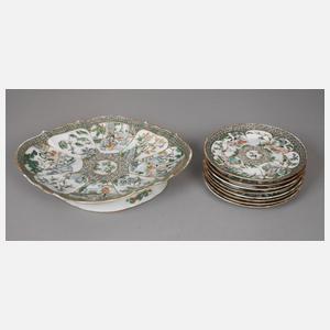 Anbietschale und acht Teller