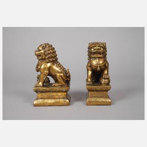 Paar Wächterlöwen Bronze