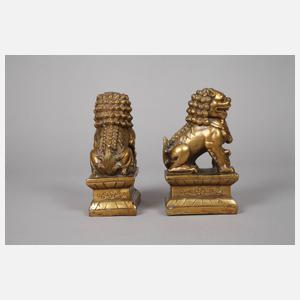 Paar Wächterlöwen Bronze