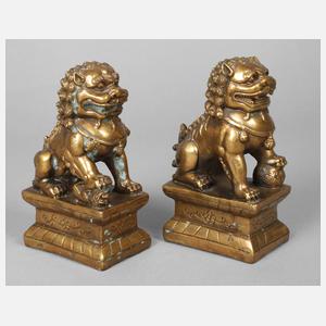 Paar Wächterlöwen Bronze