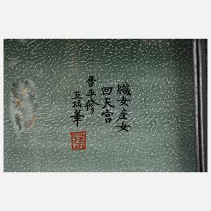 Sechs Hinterglasmalereien China