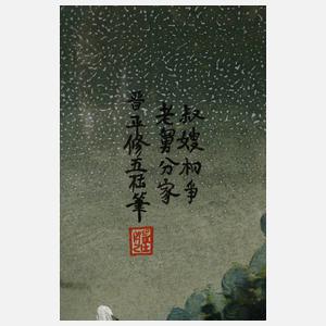 Sechs Hinterglasmalereien China