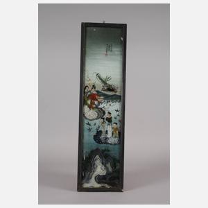 Sechs Hinterglasmalereien China