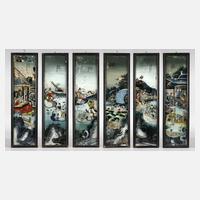 Sechs Hinterglasmalereien China111