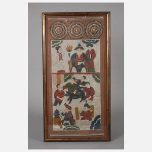 Paar chinesische Farbholzschnitte