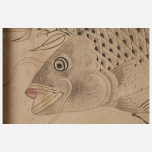 Sechs asiatische Tuschezeichnungen