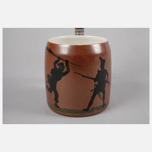 Bunzlau Bierkrug Soldatenmotiv