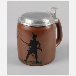 Bunzlau Bierkrug Soldatenmotiv