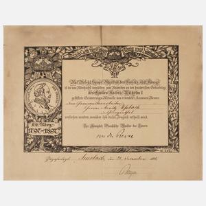 Urkunde Erinnerungsmedaille