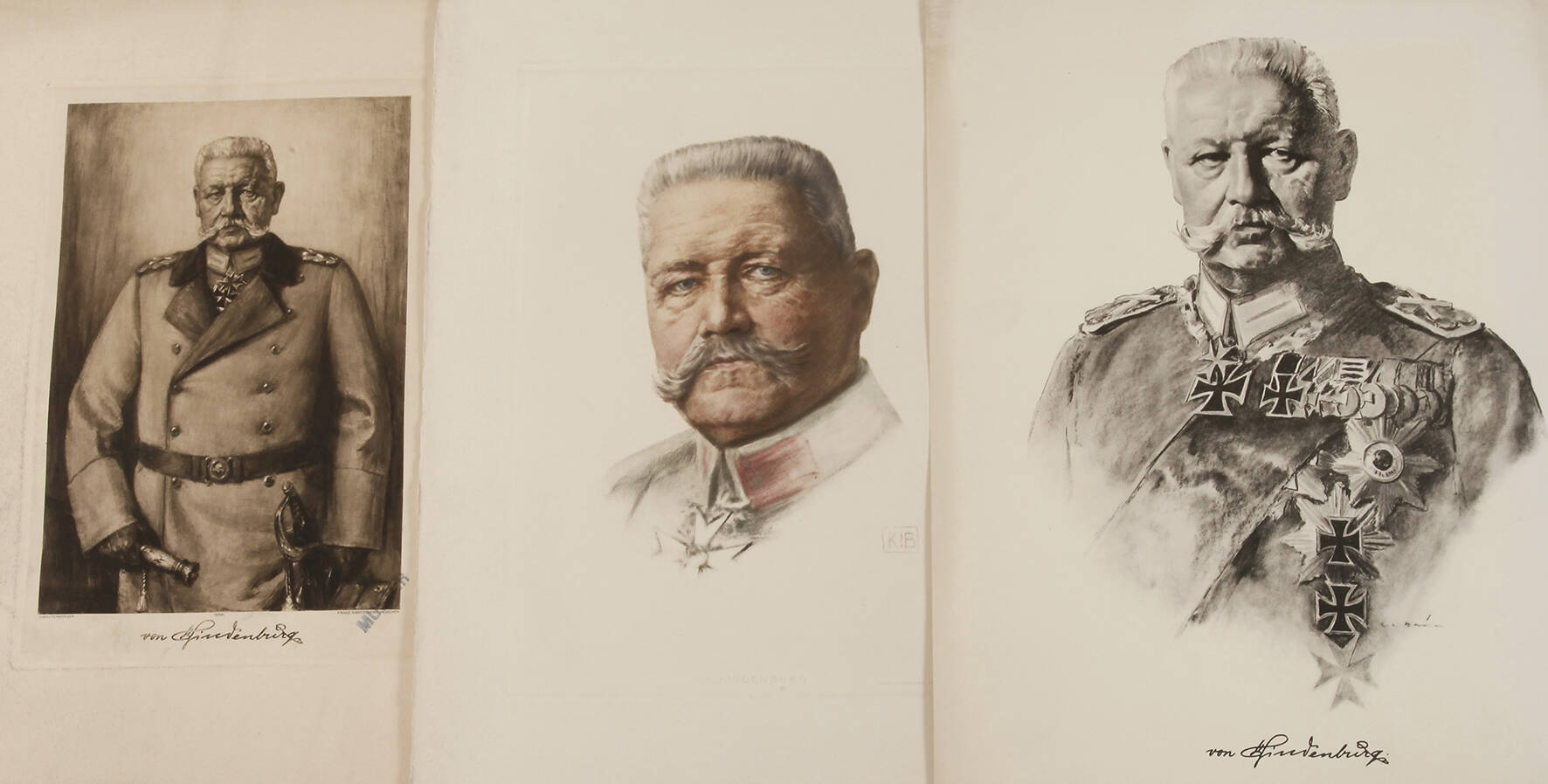 Drei Portraits Hindenburg