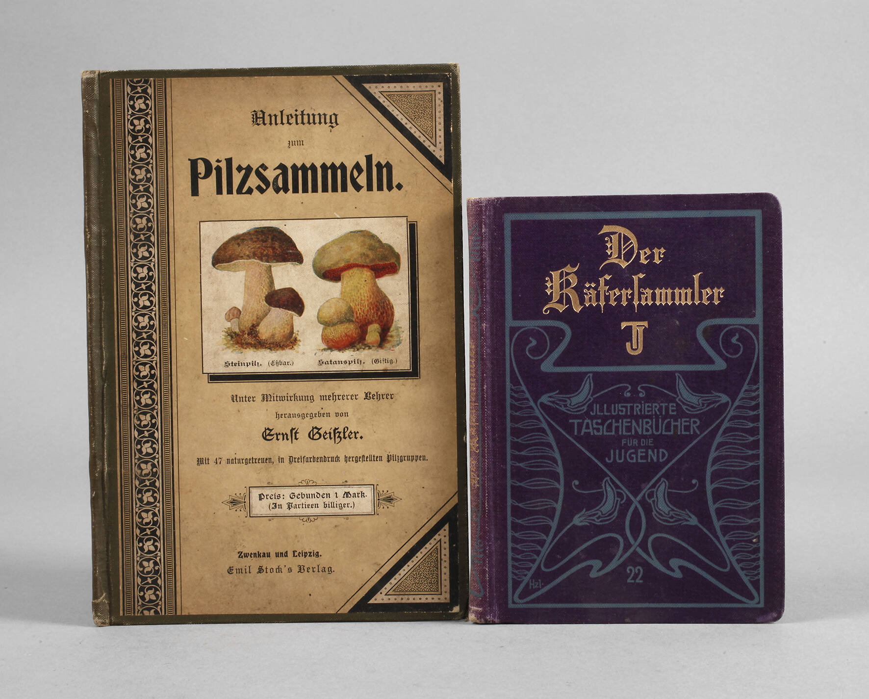 Zwei Bestimmungsbücher Pilze und Käfer