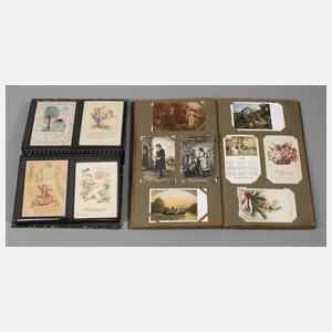 Zwei Postkartenalben Kinder–Kitsch