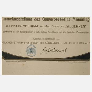 Jugendstilurkunde Gewerbeverein Memmingen