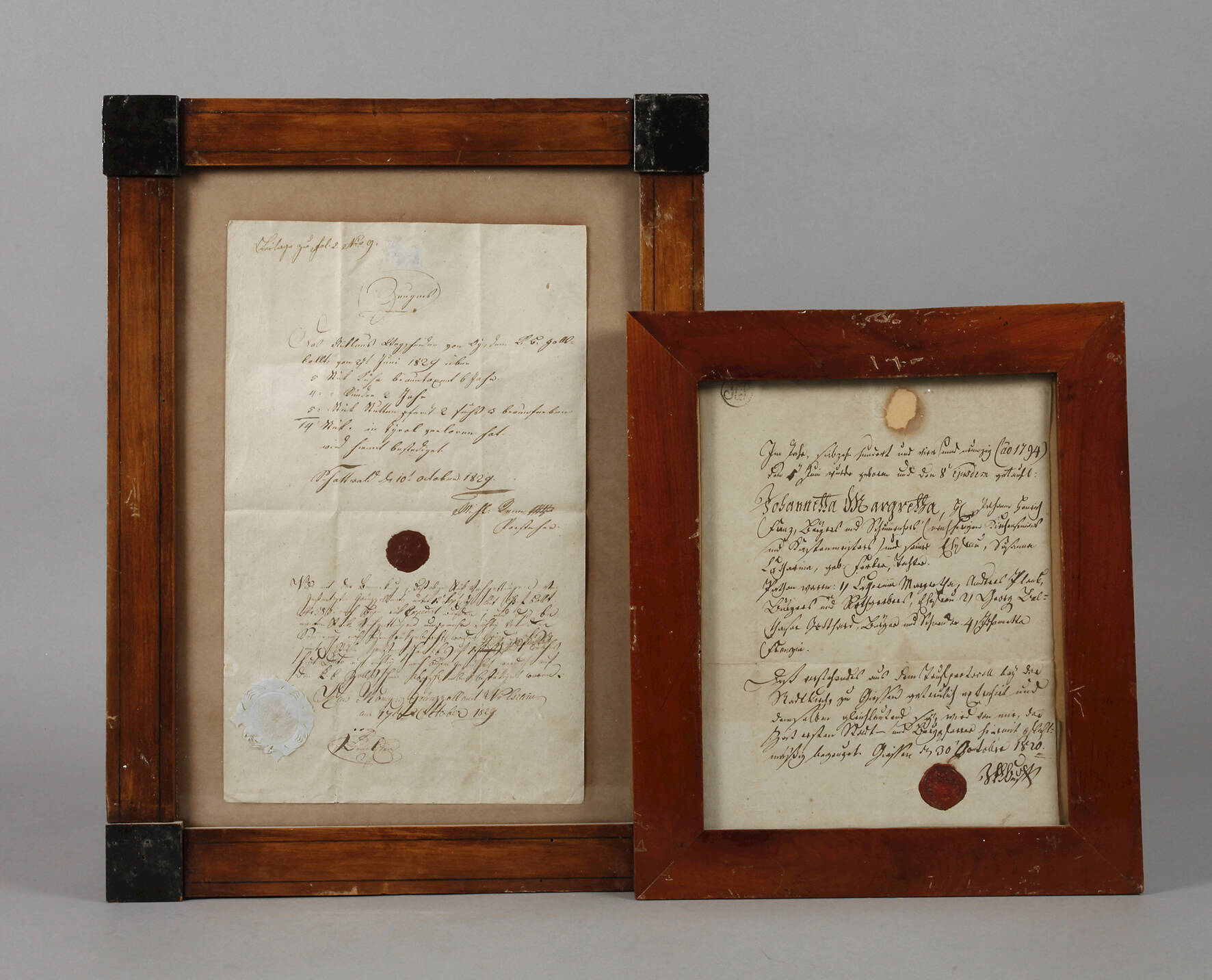 Zwei Beurkundungen um 1820