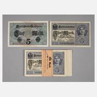 Konvolut 5 Mark-Darlehenskassenscheine 1917111