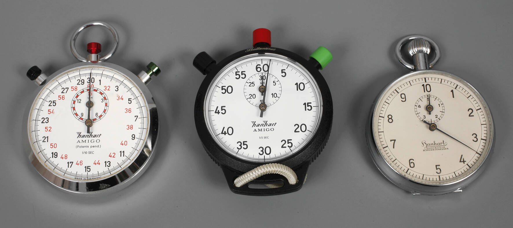 Drei Stoppuhren Hanhart