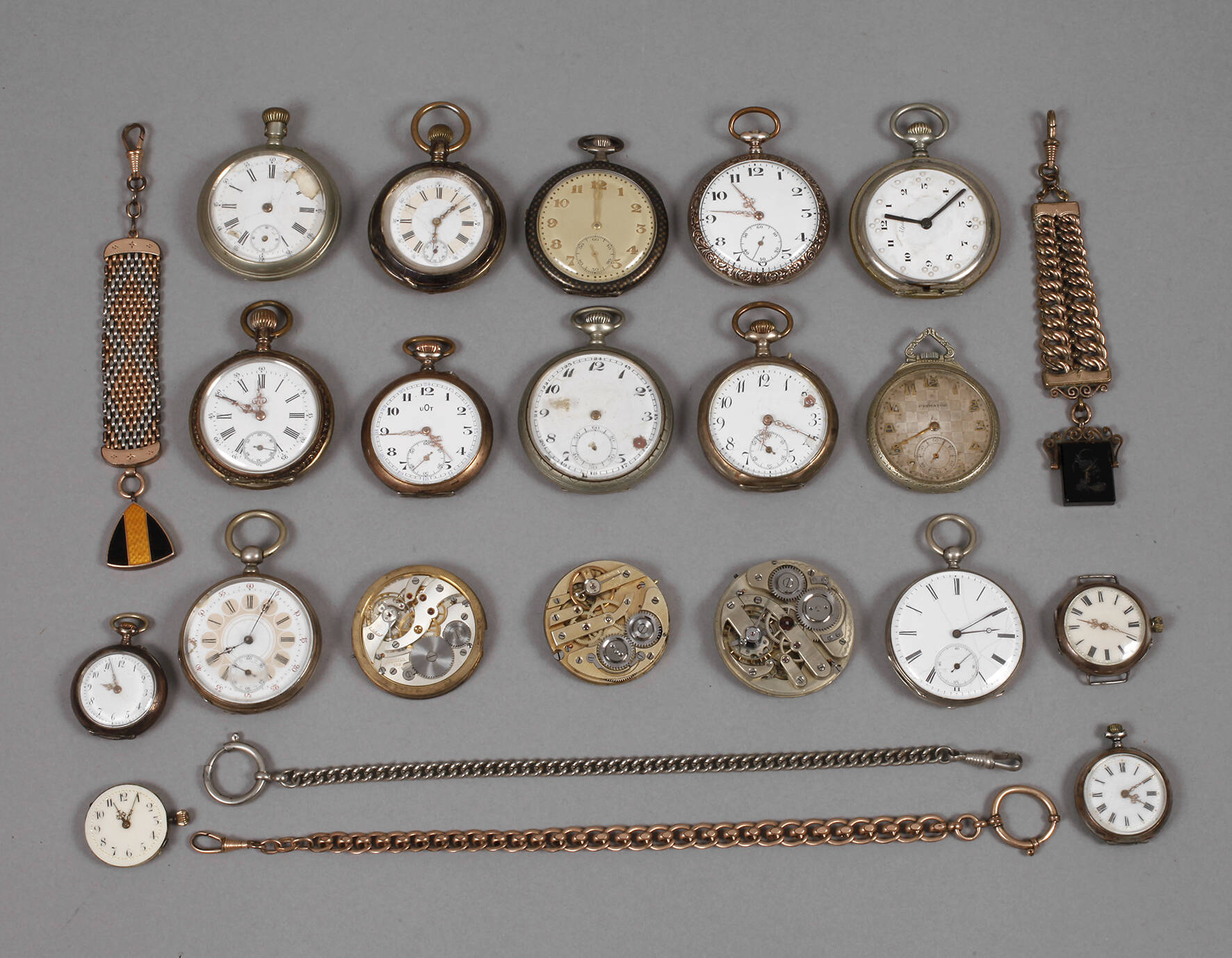 Posten Uhren + Ketten + Uhrwerke