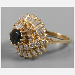 Damenring mit Saphir und Diamanten