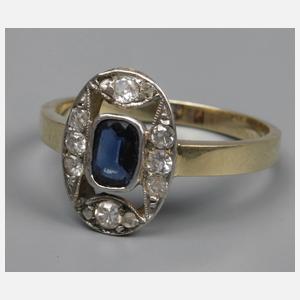 Damenring mit Saphir und Diamanten